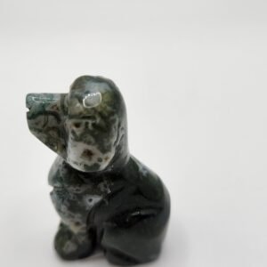 Moss Agate Dog Figurine