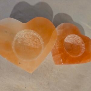 Orange Selenite Heart Candle Holder