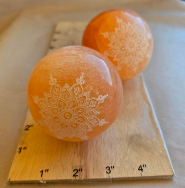 Orange Selenite Sphere 3"
