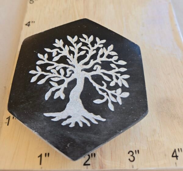 Black Selenite Hexagon Tree Of Life 3"