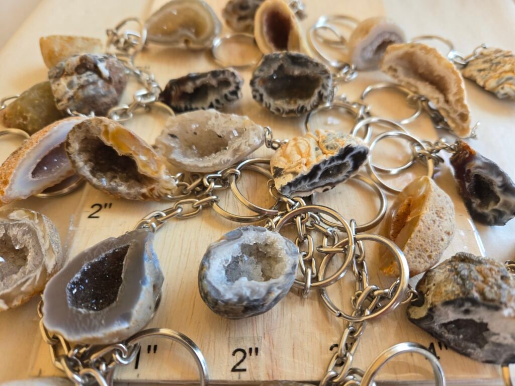 Unpolished Geode Keychain