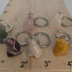 Natural Carved Bird Keychain (citrine, agate, amythist, aventurine, rose quartz, clear quartz. 12 per Bag)
