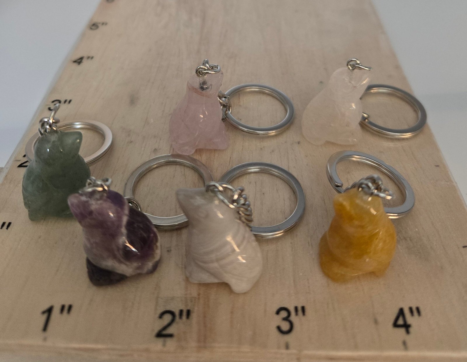 Natural Carved Bird Keychain (citrine, agate, amythist, aventurine, rose quartz, clear quartz. 12 per Bag)