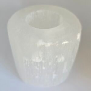 White Selenite Candle Holder 3" Tall