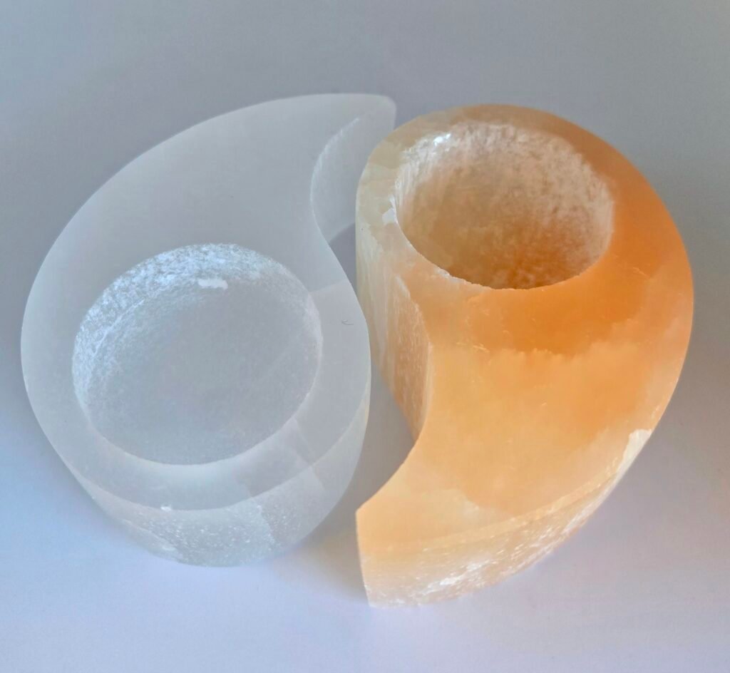 Selenite Yin Yang Candle Holder