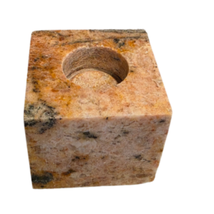 Square Amazonite with Black Tourmaline Candle Holder 2×2.5″