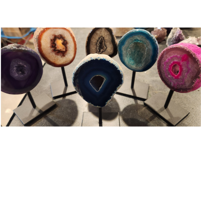 Half Cut Geode Metal Stand